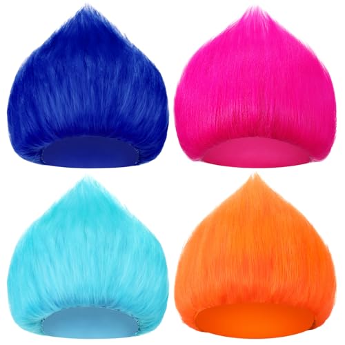 Geyoga Unisex Funny Wig Hairy Costume Funky Hairband Crazy Wig Hair for Mardi Gras Halloween Costume Cosplay Party(Multicolor 4 Pcs)