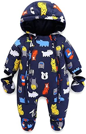 Baby Snowsuit, Toddler Hooded Down Jumpsuit, Infant Thick Romper Footie Outwear, Winter Coat Zipper Outfits Wear Girls Boys