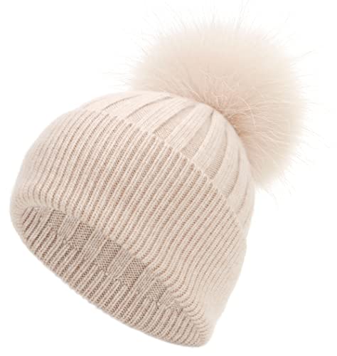 Apricot Cuff Beanie Hat for Women Winter Ribbed...