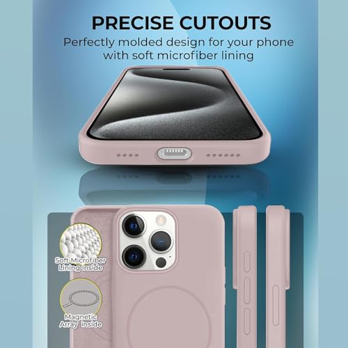Image of iPhone 15 pro Silicone Magsafe Case | Shock Proof Design & Camera Protection | Premium Rubberised Apple iPhone 15 pro Cover (Microfiber Lining) | Magnetic Liquid Silicone - Pink