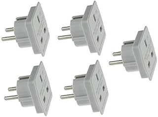 High Grade - [5 PACK] Travel Adapter Converts UK Plug to 2 pin (Round) EU Plug - Continental / European Adaptor - Works in Brazil / Egypt / Israel / Korea / Morocco / India / Pakistan / Russia / Singapore / South Africa / Thailand / Turkey / United Arab Emirates / Vietnam and More