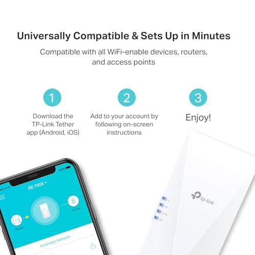 TP-Link AX3000 WiFi 6 Range Extender Internet Booster(RE700X), Dual Band, AP Mode w/Gigabit Port, OFDMA, Beamforming, APP Setup, OneMesh Compatible - Image 7