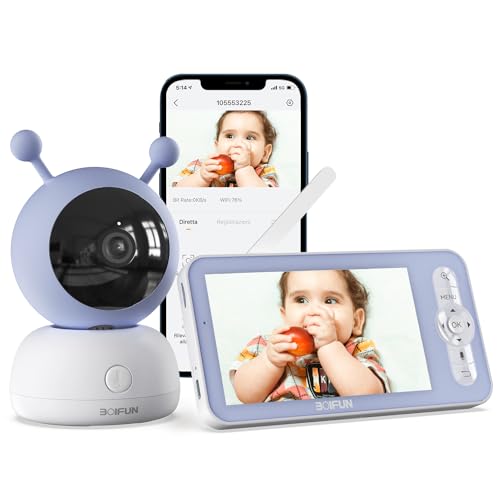 BOIFUN 4,3 Zoll 1080P Babyphone mit Kamera, PTZ, Multifunktions-Überwachung, unterstützt Zwei-Wege-Sprechanlage und Bewegungsverfolgung