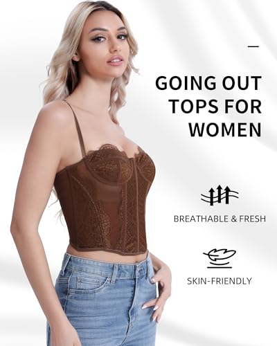 Y2K Trendy Lace Bustier Corset Tops for Women: Backless Top with Glossy Straps - Soft, Breathable -Amore Collection2
