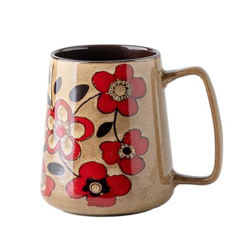Large 24 oz Ceramic Coffee Mug with Handle, Vintage Floral Coffee...
