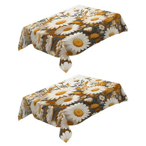 Nappe polyester chrysanthème anti tache pour table facile d'entretien