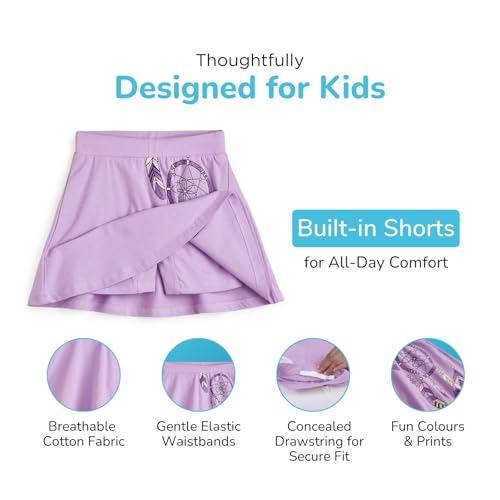 Image of YouGotPlanB Cotton Skater Skirt for Girls | Pack of 1 | Ages 3-16 Years | Attached Inner Shorts | Ideal for Sports & Play