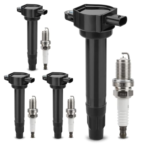 UF557 Ignition Coil & 4503 Double Iridium Spark Plug for 07-17 Jeep Compass Patriot/11-14 Chrysler 200,07-10 Sebring/Dodge 08-14 Avenger,07-12 Caliber,09-19 Journey Replaces# 4606824AB, C1587, 5C1644