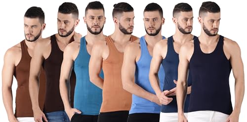 Image of Dollar Lehar Men Combed Cotton Round Neck Vest -Colour May Vary