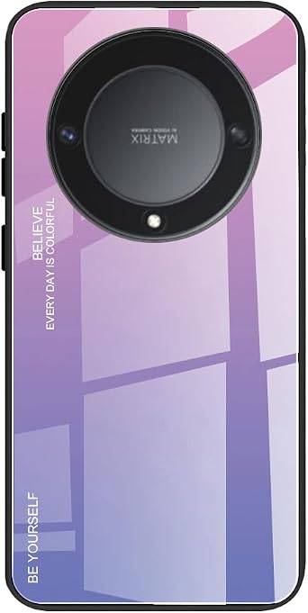 Case for Honor Magic 6 Lite 5G Magic6 Lite / X9b, Gradient Tempered Glass Back Case and Shockproof Silicone Tpu Protective Phone Case Cover Purple