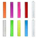 SYEYCW 10 Stück Transparentes Kunststofflineal, 15cm, Zoll und Metrisches, Faltbares Lineal 30 cm, für Schüler, Schule, Kinder, Klassenzimmer, Bürobedar, 8 Farben