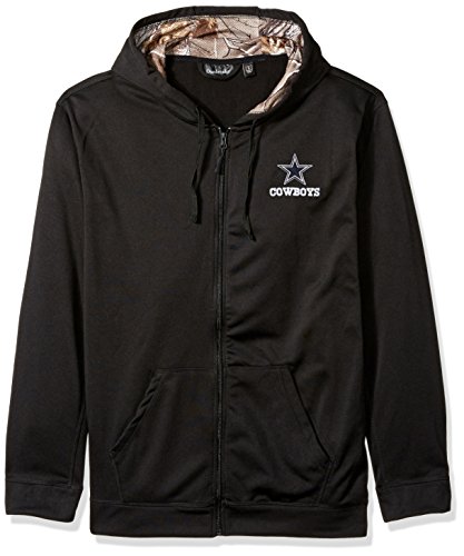 dunbrooke NFL Dallas Cowboys Mens 5411Decoy Camo Accent Fullzip Tech Fleece, Black with Camo, Large