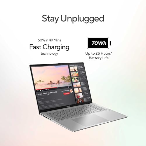 Image of ASUS Vivobook S16 (2026),Smartchoice,Intel Core Ultra 7 355 (Series 3),Intel iGPU, 16GB RAM, 1TB SSD, OLED, 16 inch(40 cm),Win 11,M365 Basic(1Y) Office 24,Cool Silver, 1.7 Kg, S3607AA-SH090WS, Copilot+ PC