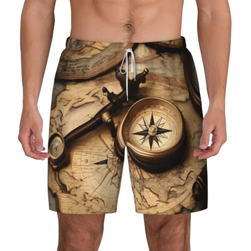 Short de bain pour homme imprimé boussole avec séchage rapide