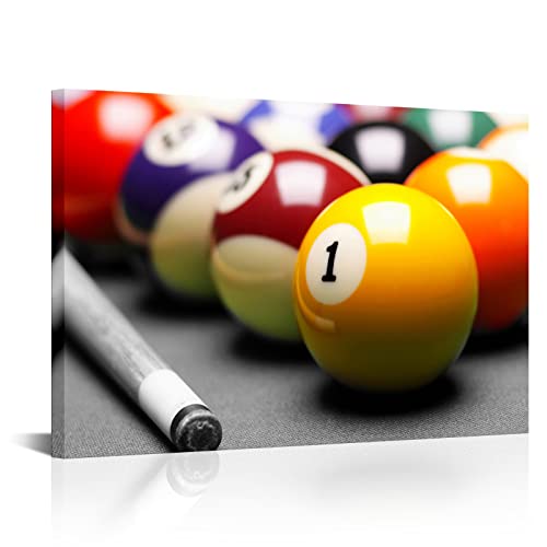Apicoture Billiards Pictures Wall Decor - Black And White Wall Art Sports Pool Room Canvas Prints Wall Framed Boys Bedroom Wall Decoration Framed Large Panel 36 * 24Inch #TOP12