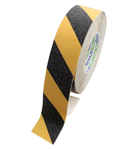 Bonus Eurotech 1bl43.30.0025/018 antideslizante cinta adhesiva, pegamento a base de acrílico, crepé PVC Pantalla, longitud 18 m x ancho 25 mm x grosor 0,70 mm, Negro/Amarillo