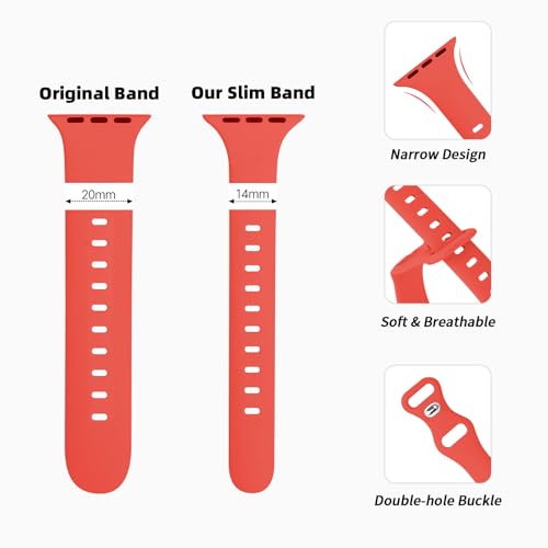 Image of Thin Silicone Band Compatible with Apple Watch 41mm 38mm 40mm 46mm 45mm 42mm 44mm, Slim Narrow Replacement Sport Strap Wristband for iWatch Series 11 10 9 8 7 6 5 4 SE Ultra 3 2 1 Women Men