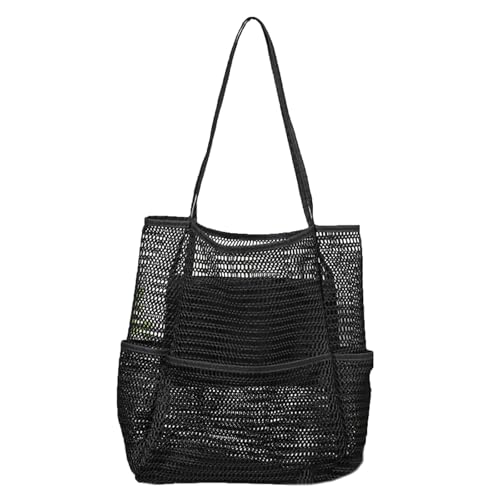 Beach Tote Bag for Women with Pockets, Mesh Holiday Handbag Summer Casual Shoulder Bags for Travel Swimming