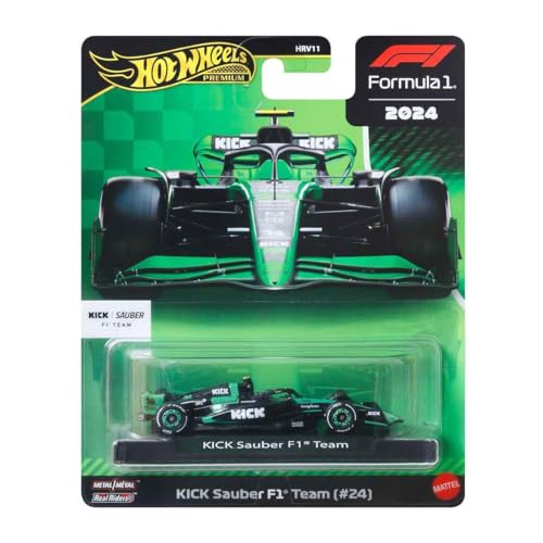 Image of Hot Wheels 1:64 Scale Formula1 2025 Kick Sauber F1 Team (#24) Collectible Toy Race Car with Real Riders Tires & Metal /Metal Body & Chassis