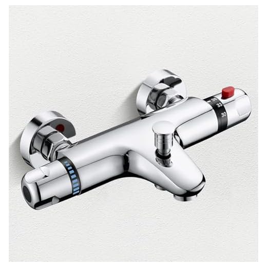 Badewannenarmatur mit Thermostat Duscharmatur Aufputz Mischbatterie Badewanne Thermostat Chrom, Messing Wannenarmatur mit 38°C Sicherheitstaste, Wasserhahn Badewanne Thermostat Duche Wannenthermostat