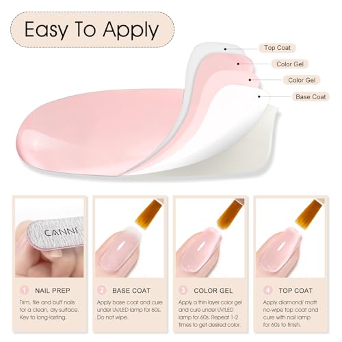 Image of CANNI 9ml Jelly Pink Oyster Gel Nail Polish, High Gloss UV LED Soak Off Gel