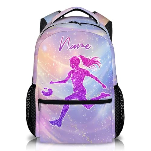 School Backpacks for Girls, Personalized Soccer Backpack for Kids Children Teens, 17'' Large Capacity Bookbag Supplies for Elementary Middle School