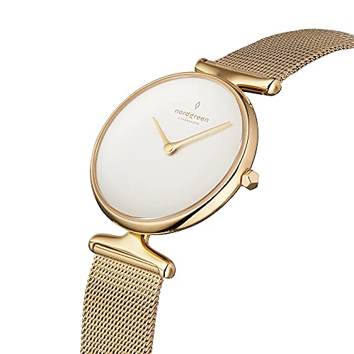 Image of Nordgreen Stainless Steel Un32Gomegoxx Unika Analogue, Watch For Women - 32Mm, White Dial, Gold Strap