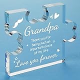 Funnli Grandpa Birthday Gifts from Granddaughter Grandson Acrylic Plaque, Valentines Day Christmas Fathers Day Birthday Gifts for Grandpa Papa Desk Decorations