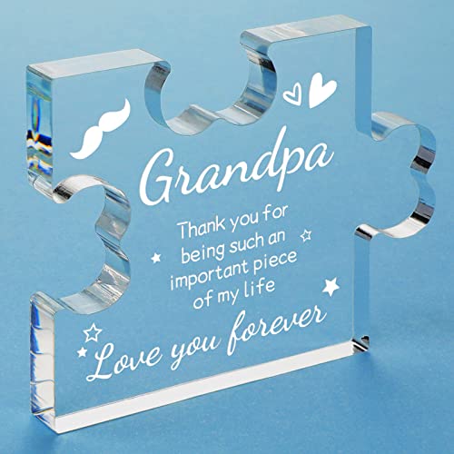 Product Image of the Funnli Fathers Day Birthday Gifts for Grandpa Acrylic Plaque, Christmas Birthday Valentines Day Gifts for Grandpa Papa from Granddaughter Grandson, Grandpa Birthday Gift Desk Decorations