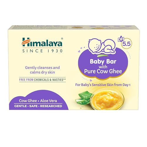 Image of Himalaya Baby Bar with Pure Cow Ghee 125G|ph 5.5|Aloe vera|Soap free|Derma Tested | Safe for newborns|For baby's sensitive skin from day 1