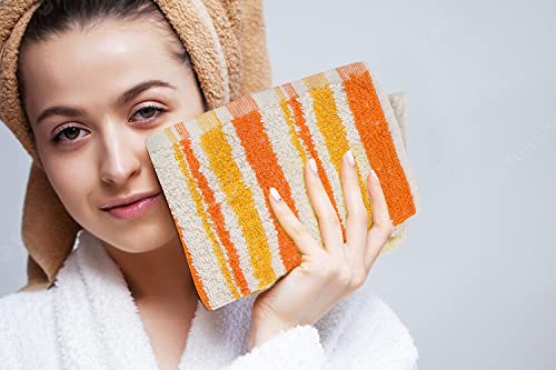Softolle 100% Cotton Ring Spun Wash Cloths – Bulk Pack Of Washcloths – 12X12 Inches – Wash Cloth For Face, Highly Absorbent, Soft And Face Towels (Orange Stripe, 24 Pack) #TOP6