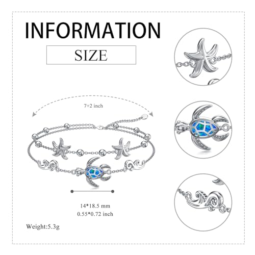 Image of VONALA Witches Knot /Compass /Dragonfly /Clover Bracelet Sterling Silver Adjustable Charm Bracelet Summer Beach Foot Chain Jewelry for Women Gifts