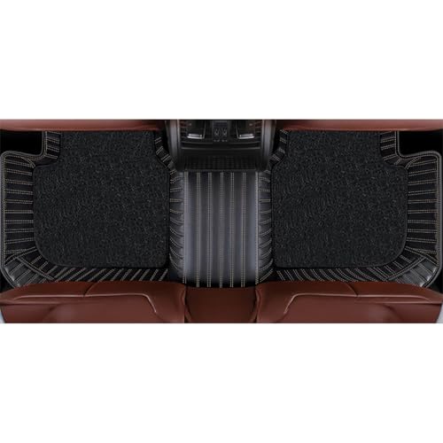 Image of Autofurnish Premium 9D Car Mat Full Set for Mahindra XUV700 (6 Seater) 2024 || Luxury Leather Dual-Stitch Full Set 9D Car Floor Mat || 100% Waterproof || Color : Black Beige