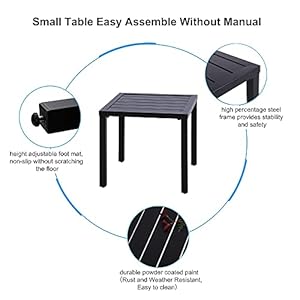 PHI VILLA Indoor Outdoor Small Metal Square Side/End Table, Patio Coffee Bistro Table, Black PHI VILLA Indoor Outdoor Small Metal Square SideEnd Table Patio Coffee Bistro Table Black