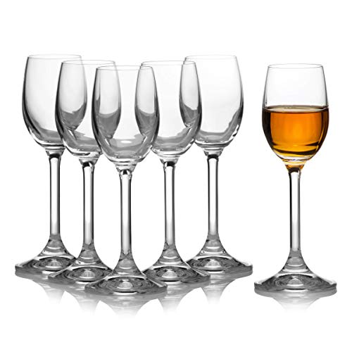 Crystalex Crystal Cordial Glasses Set Of 6(2.1 Ounce)| Suitable To Be Used As Port Glasses For Liquor, Grappa, Dessert Wine, Vodka, Aperitif | Hard & Durable Clear Stemmed Shot Glasses | #TOP5