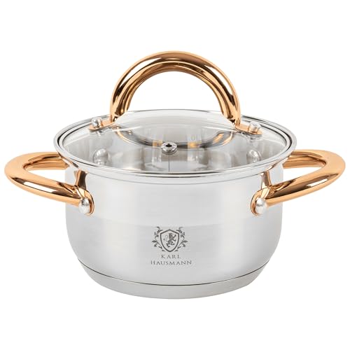 SICUREZZA ACCRUTA E COMFORT ECCEZIONALE: le maniglie in acciaio inossidabile, fissate da forti rivetti, offrono una presa sicura e antiscivolo, eliminando la paura di rovesciare i tuoi piatti deliziosi; goditi ogni momento di cucina con fiducia, anche quando porti la tua pentola in acciaio inox dalla piastra al piatto, garantendo un'esperienza culinaria serena e piacevole.