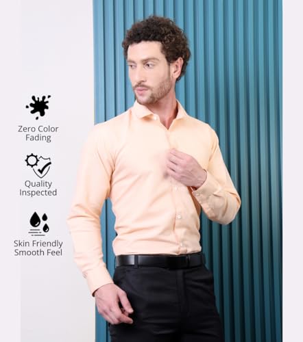 Image of CONTRARY Men's Pure Cotton Solid Stylish Casual & Formal Wear Shirt | Stylish Regular Fit Full Sleeve Comfortable Office Party Trendy Shirt - Multi Color