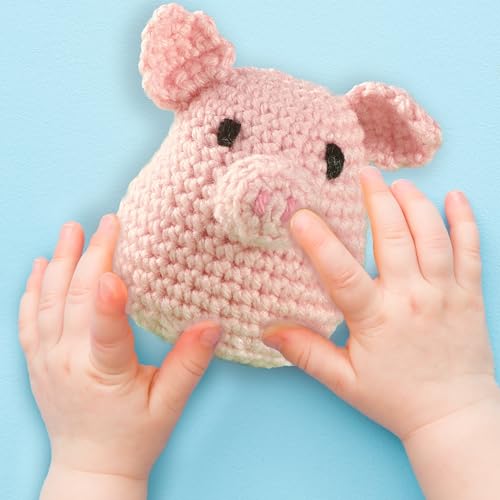 Image of LEISURE ARTS Pudgies Animals Crochet Kit, Piggy, 3 inch, Complete Crochet Kit, Learn to Animal Starter Kit for All Ages, Includes Instructions, DIY Amigurumi Kits