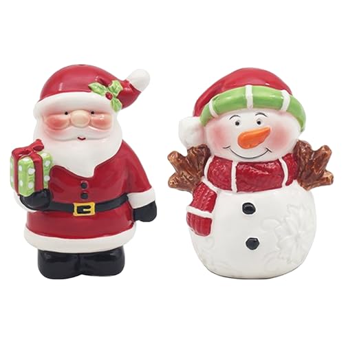 Image of Christmas Salt and Pepper Set Novelty Cruet Set - Santa and Snowman 0849