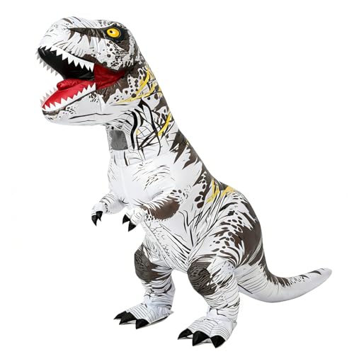 JASHKE Costume Dinosaure Gonflable Déguisement Dinosaure Gonflable Adulte Costume Gonflable Deguisement Dinosaure Adulte(Blanc)