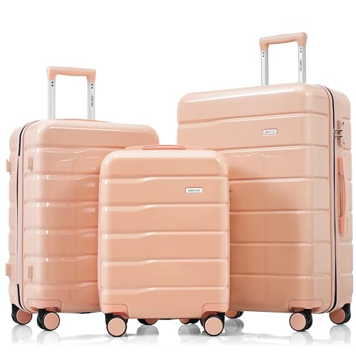 Merax 3 Piece ABS Hardside Luggage Sets Spinner Wheels Suitcase T...