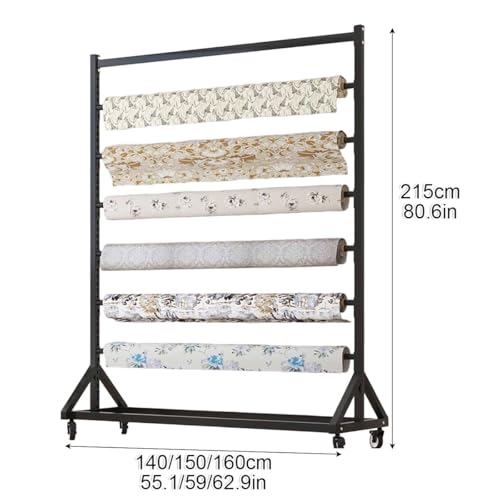 Stojak do przechowywania rolek z rólki niestandardowej - Heavy Duty Commercial Textile Rack z regulowanym prętem wiszącym, mobilny organizer stalowy na kółkach, ruchomy uchwyt do walców winylowych, ok