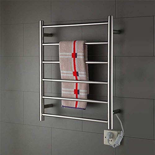Calentador de Toallas, toallero calefactado, radiador de baño de Pared con 6 Varillas calefactoras, toallero eléctrico de Acero Inoxidable 304.