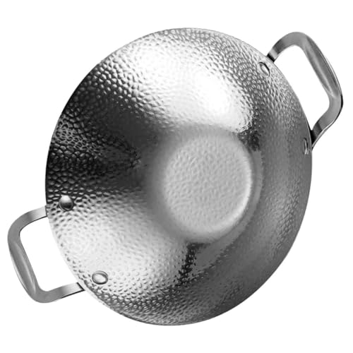 AUTSUPPL Stainless Steel Double Handle Dry Pot Korean Hot Pot for Seafood Bbq Cookware for Home Restaurant Use Easy to Carry Design