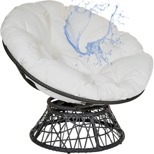 GYCS Silla De Hamaca con Cojín, Cojin Silla Mimbre Redonda, Silla Colgante Huevo para Jardín Terraza, Reemplazo De Silla De Huevo para Interiores Exteriores Jardin,Blanca,50X50