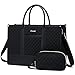 LOVEVOOK Laptop Bags for Women, 15.6 inch Waterproof Work Tote Bag with Clutch, Professional Teacher Computer Purse Lightweight Shoulder Bag Travel, Quilted Black
