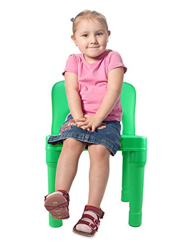 Plastic Kids Chairs For School, Daycare, Home, Indoor And Outdoor Use - Set Of 2 Chairs For Younger Kids - Enables Children To Play And Do Activities Independently (Green And Blue Chairs) #TOP2