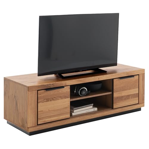 Lomadox Lowboard Fernsehschrank 163cm in Eiche teilmassiv, Fronten Massivholz/Echtholz