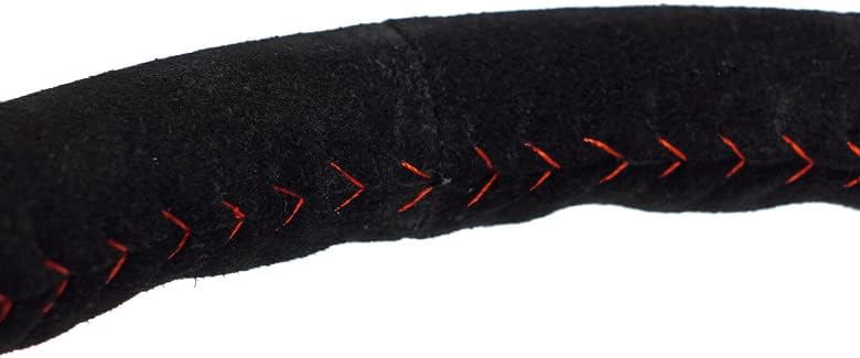 NRG Innovations NRG-RST-036BK-S Reinforced Steering Wheel 350mm Diameter Sport Steering Wheel (3' Deep) Black Suede With Red Baseball Stitching - BLACK Spoke