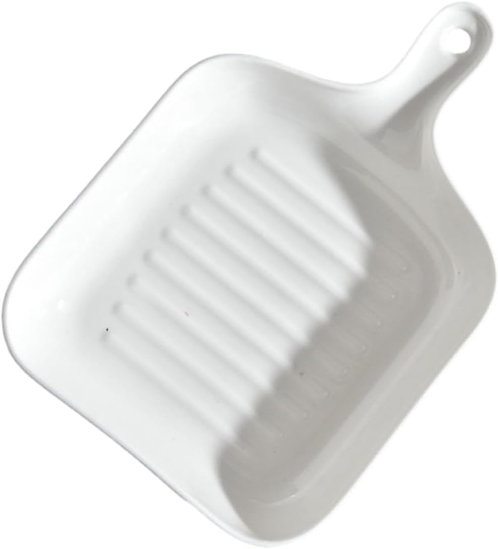 Simple and creative double-ear baking pan ceramic rectangular solid color single handle baking pan -9 inch square with handle